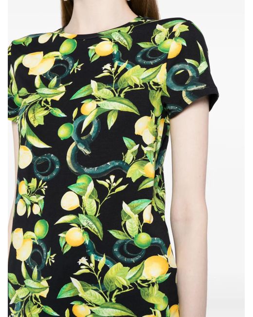 Roberto Cavalli Green Lemon-Print Short-Sleeve T-Shirt