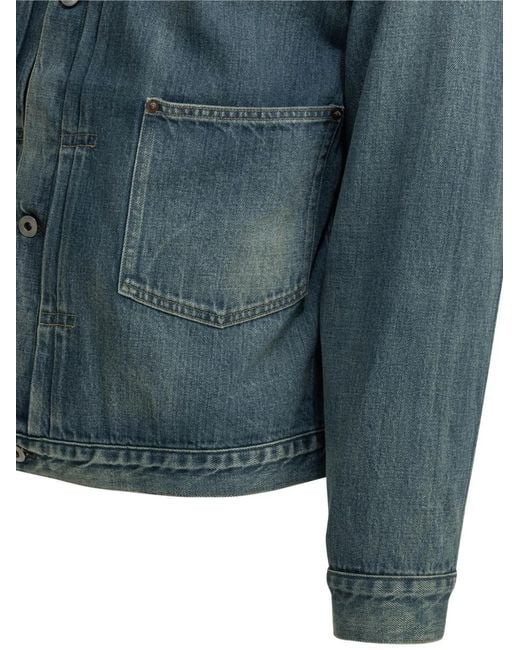 A.PRESSE Blue No. 23 Button-Down Denim Jacket for men