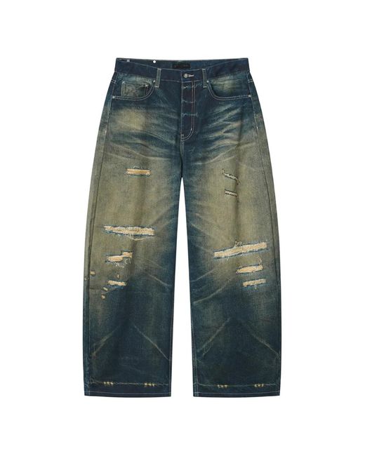 FIVE CM Blue Distressed Whiskered Jeans for men