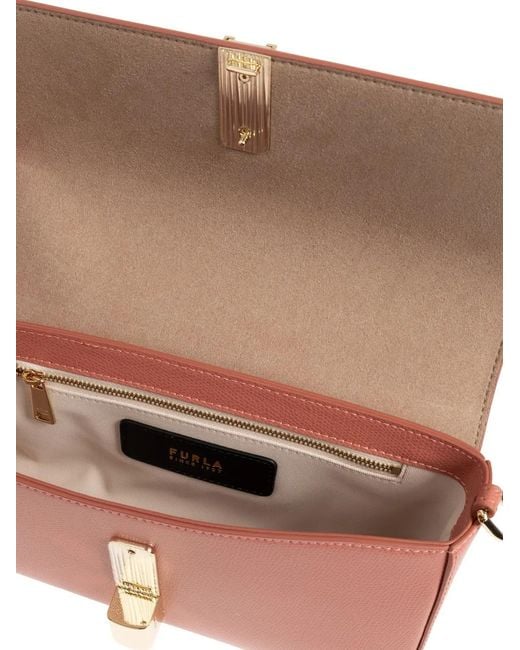 Furla Pink Iridie Leather Shoulder Bag