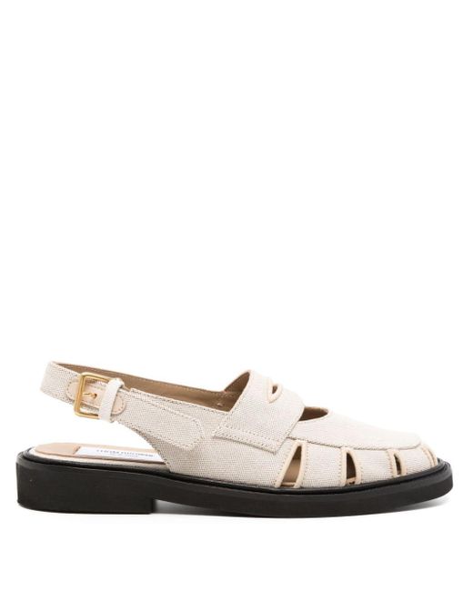 Thom Browne White Cut-out Detailing Cotton Sandals