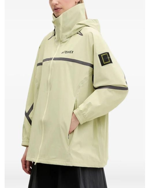 adidas X National Geographic Graphic-Panel Rain Jacket in Natural