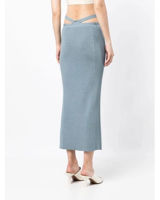 Jonathan Simkhai Blue Side Ribbed-Detail Midi Skirt