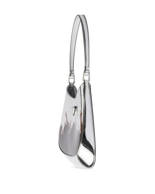 Borsa a spalla Cleo in pelle argento di Prada in Black