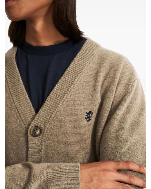 Pringle of Scotland Brown V-Neck Wool Cardigan for men
