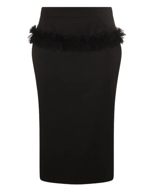 McQueen Black Button-Front Ruffled Skirt