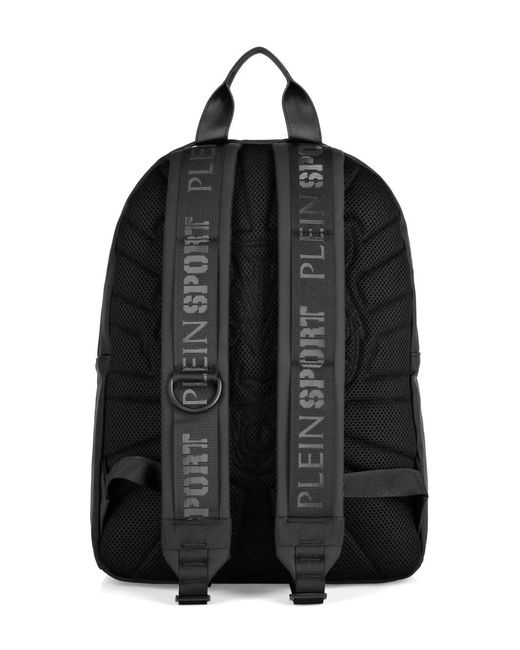 Philipp Plein Black Boston Logo-Embossed Backpack