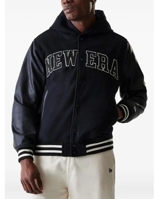 KTZ Black Hooded Varsity Jacket for men