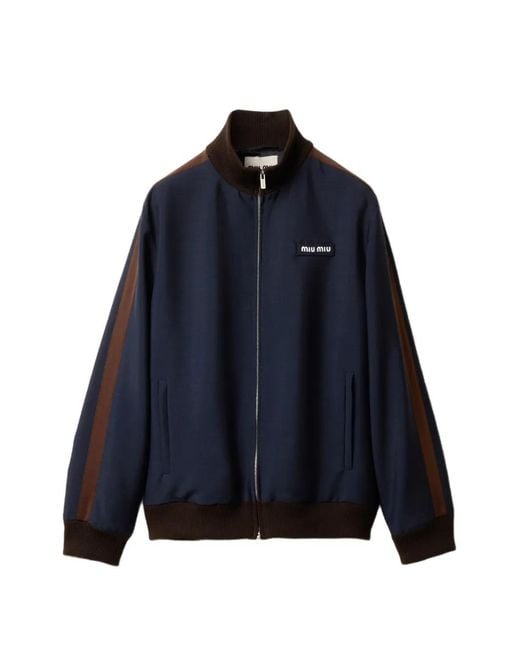 Miu Miu Blue Kid-Mohair Blouson Jacket