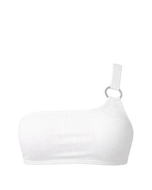MICHAEL Michael Kors White One-Shoulder Bikini Top