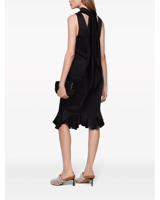 Stella McCartney Black Ruffled Satin Midi Skirt