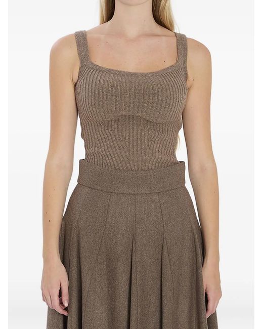 Max Mara Geribbelde Tanktop in het Brown