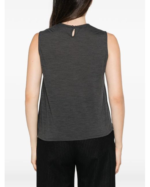 Whyci Black Satin-Finish Sleeveless Top