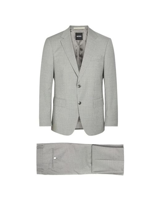 Boss Gray Single-Breasted Suit for men