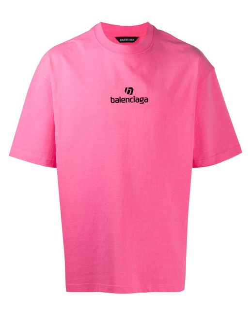 Balenciaga T-shirt Met Geborduurd Logo in het Roze voor heren | Lyst NL