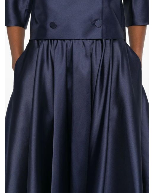 Blanca Vita Blue Satin Midi Skirt