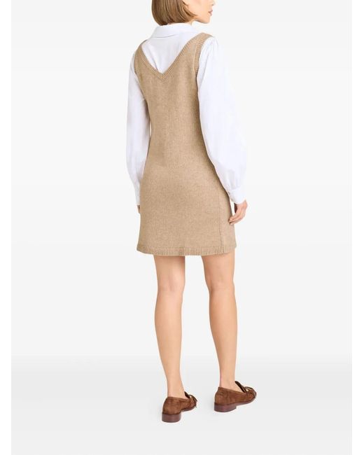 Cinq À Sept Natural Vivianne Pocket V-Neck Mini Dress