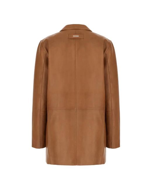 Iceberg Brown Button Leather Jacket