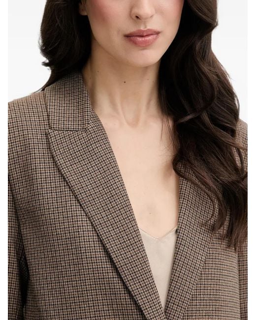 Morgan Brown Houndstooth-Pattern Single-Breasted Blazer
