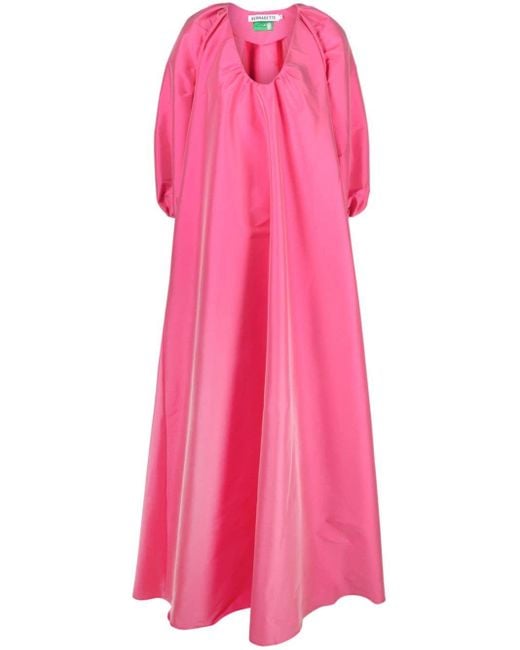 Robe longue évasée en satin BERNADETTE en coloris Pink