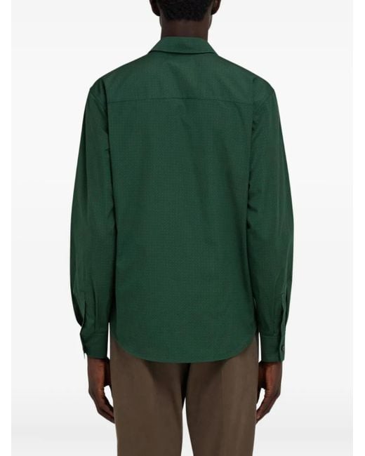 Ferragamo Green Micro-Patterned Shirt for men