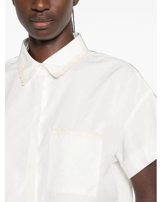 iBlues White Lace-Trim Short-Sleeve Shirt