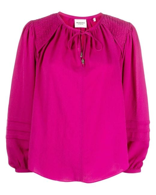 Isabel Marant Pink Lamaya Tie-Neck Blouse