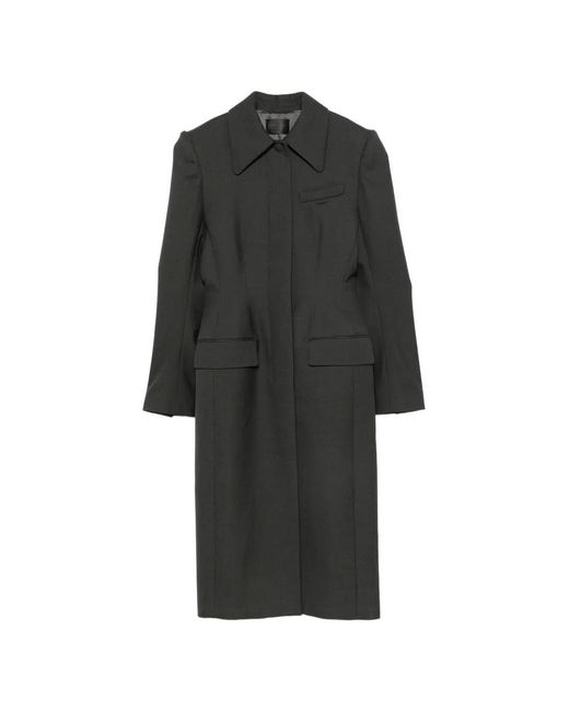 Mugler Black Padded-Shoulder Concealed-Fastening Coat