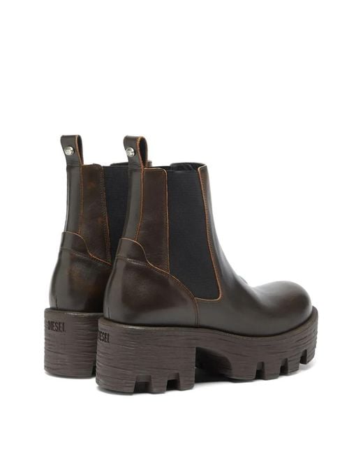 DIESEL Brown D-Hammer Chunky-Sole Ankle Boots