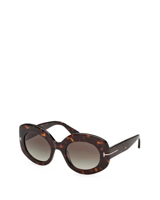 Tom Ford Gray Tortoiseshell-Effect Round-Frame Sunglasses