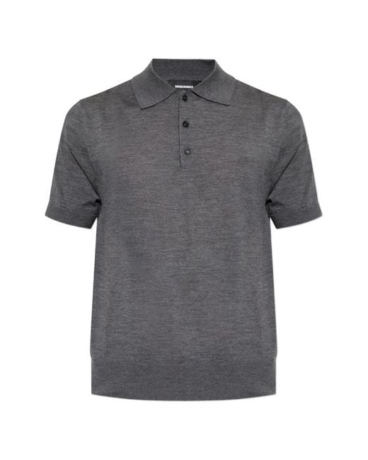 DSquared² Gray Upside Down D2 Short-Sleeve Polo Shirt for men