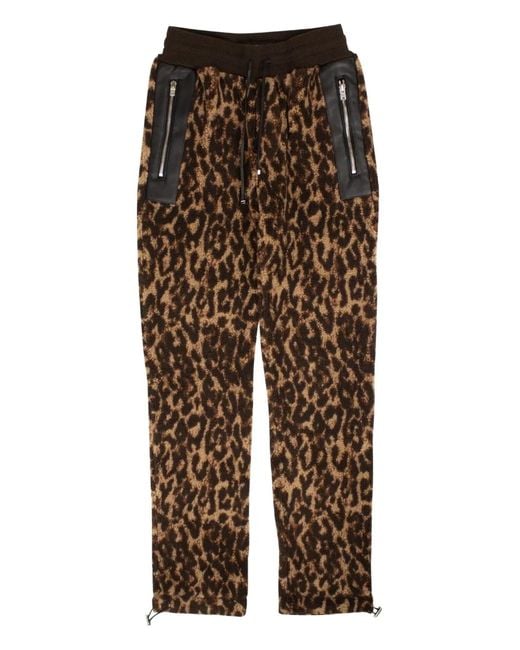 Amiri Brown Leopard-Print Trousers for men