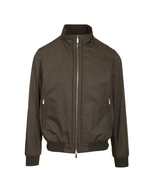 Moorer Brown Zip-Up Bomber Jacket for men