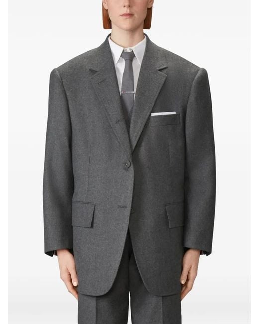 Thom Browne Gray Single-Breasted Wool Blazer