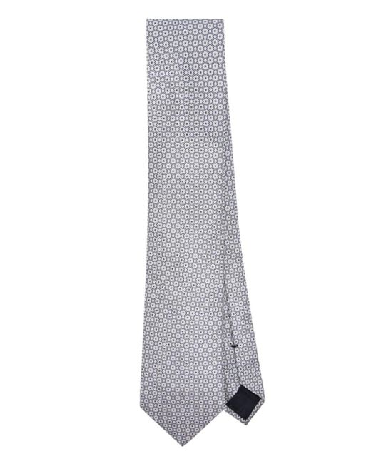 Brioni Gray Patterned-jacquard Silk Tie for men