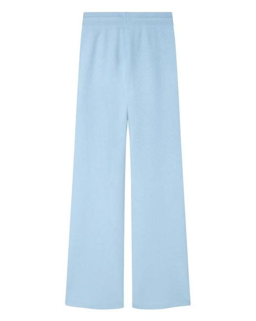 Versace Blue Wool-Blend Flared Towel Pants