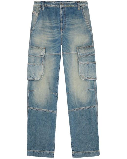 DIESEL Blue D-fish Straight-leg Jeans for men