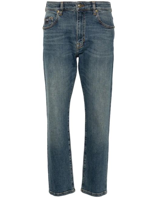 Versace Jeans Couture Blue Logo-Embroidered Slim-Cut Jeans