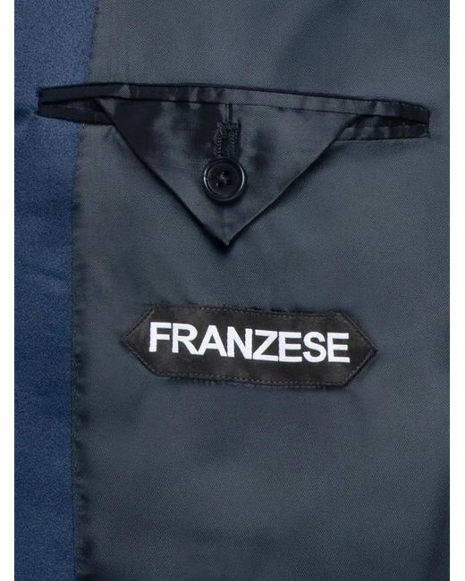 Franzese Collection Blue Peak-Lapels Velvet Blazer for men