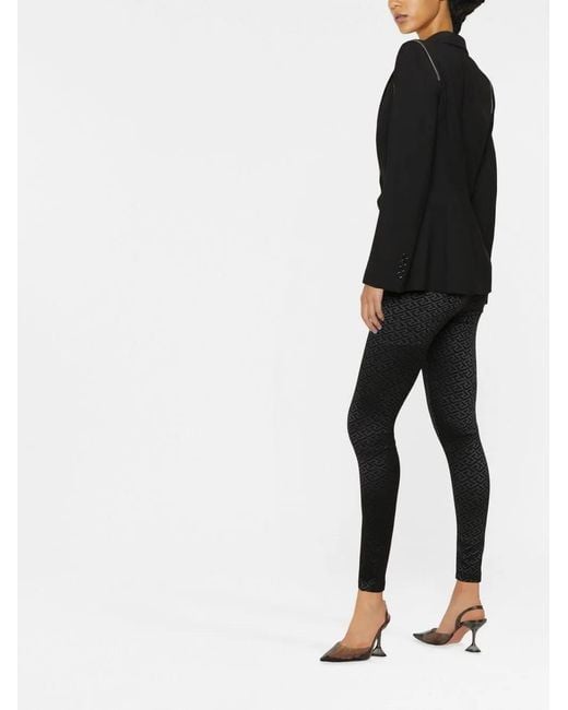 Versace Black La Greca Low-Rise Leggings