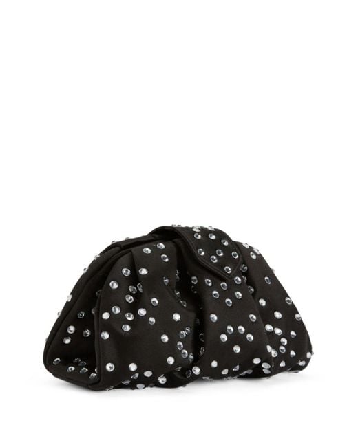 Giuseppe Zanotti Black Amande Precious Rhinestone-embellished Clutch Bag