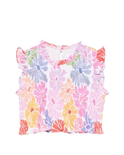 Sundress Pink Malone Floral-Print Smocked Top