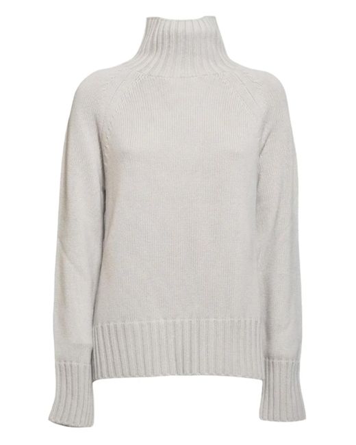 Max Mara White High-Neck Chunky-Knit Sweater