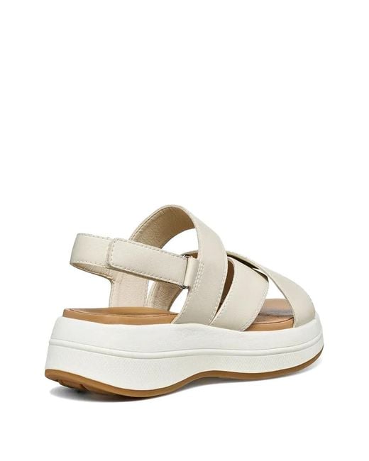 Geox White Crossover-Strap Touch-Strap Sandals