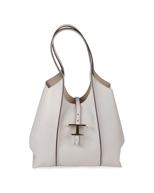 Tod's White T Timeless Leather Tote Bag