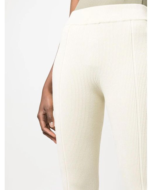 Aeron White Ribbed-Knit Flared Trousers