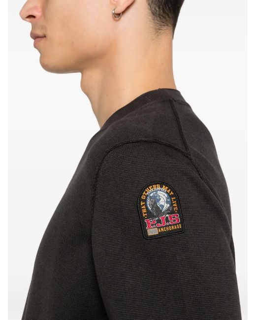 Parajumpers Black Ribbed Crewneck Sweatshirt for men