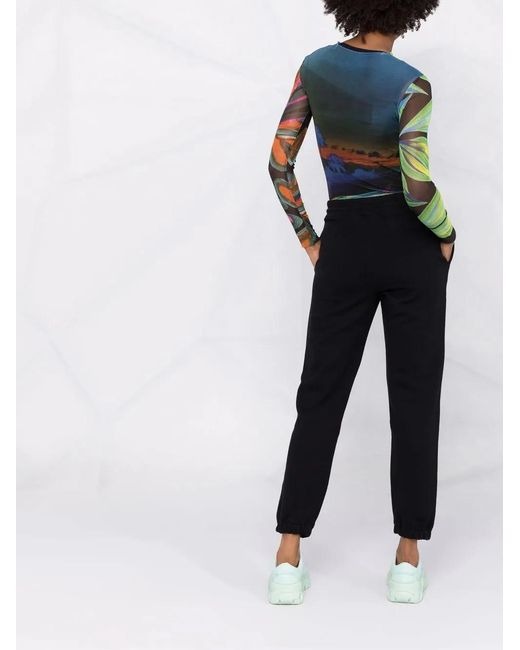 MSGM Black Logo-Print Cotton Joggers
