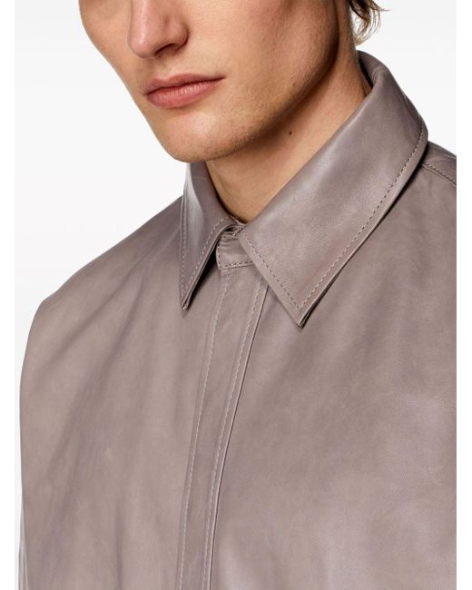 メンズ DIESEL S-emin-lth レザーシャツ Gray