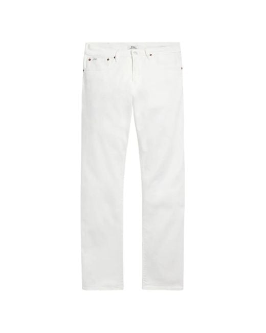 Polo Ralph Lauren White Logo-Embroidered Jeans for men